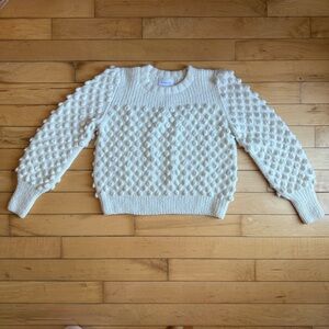 ELEVEN SIX CAMILA Pom Pom Baby Alpaca Blend Hand knit in Peru Crewneck L Sweater